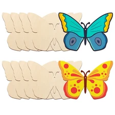 Large Size 7" Wooden Spring Ornaments to Paint, Butterfly Wooden DIY Blank Un...