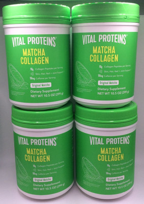 Vital Proteins Collagen Peptides Matcha Original, 10.5oz, 05/2026 PACK OF 4 