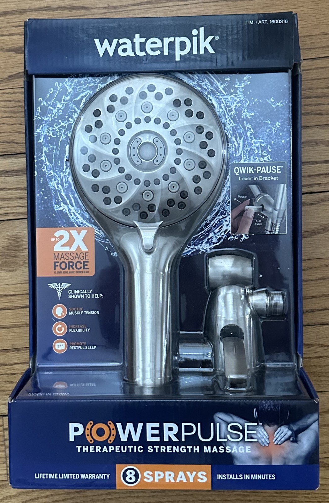 WaterPIK PowerPulse Therapeutic Strength Massage Shower Head, new