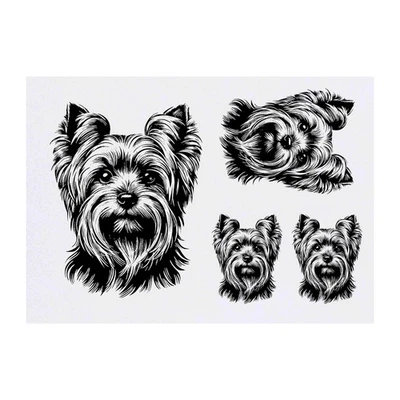 AZEEDA 4 x 'Yorkshire Terrier' Temporäre Tattoos / Transfers (TO00078002)