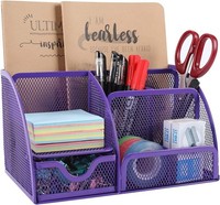 Easypag 7 FäCher Metall Schreibtisch Organizer Stiftehalter StiftköCher Violett