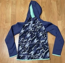 Nike Therma-Fit Hoodie Sweatshirt Athletic Blue Camo Teal Youth Girl's Small
