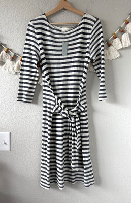 Anthropologie T.la Striped Tie Front Shirt Dress Casual Coastal Nautical NWT SP