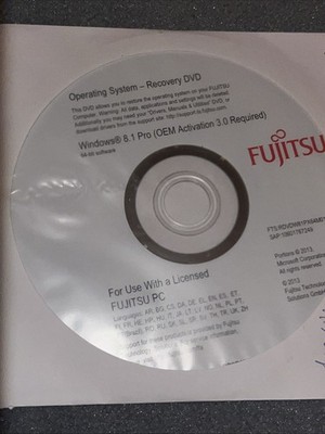 Fujitsu Windows 8.1 Pro 64-bit Operating System Recovery DVD für alle PCS