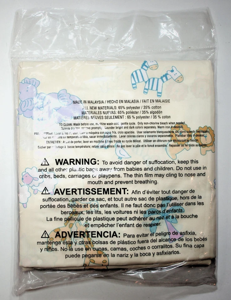 Juego de sábanas para niños Noahs Ark estampado animal pastel tamaño doble nuevo sellado Foto 2 de 2