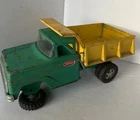 Vintage all original 1963-1964 Tonka Toys Green/Yellow Dump truck missing axle