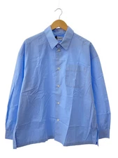 ROLD SKOV 24SS Long Sleeve Shirt, Medium, Cotton, Blue, Solid Color