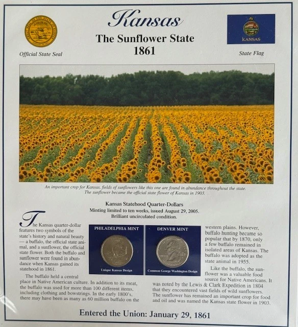 Plains & Mountain States Quarters Panel Set (7 States) PCS w/ Stamps – Uncirc. - Image 4 of 4