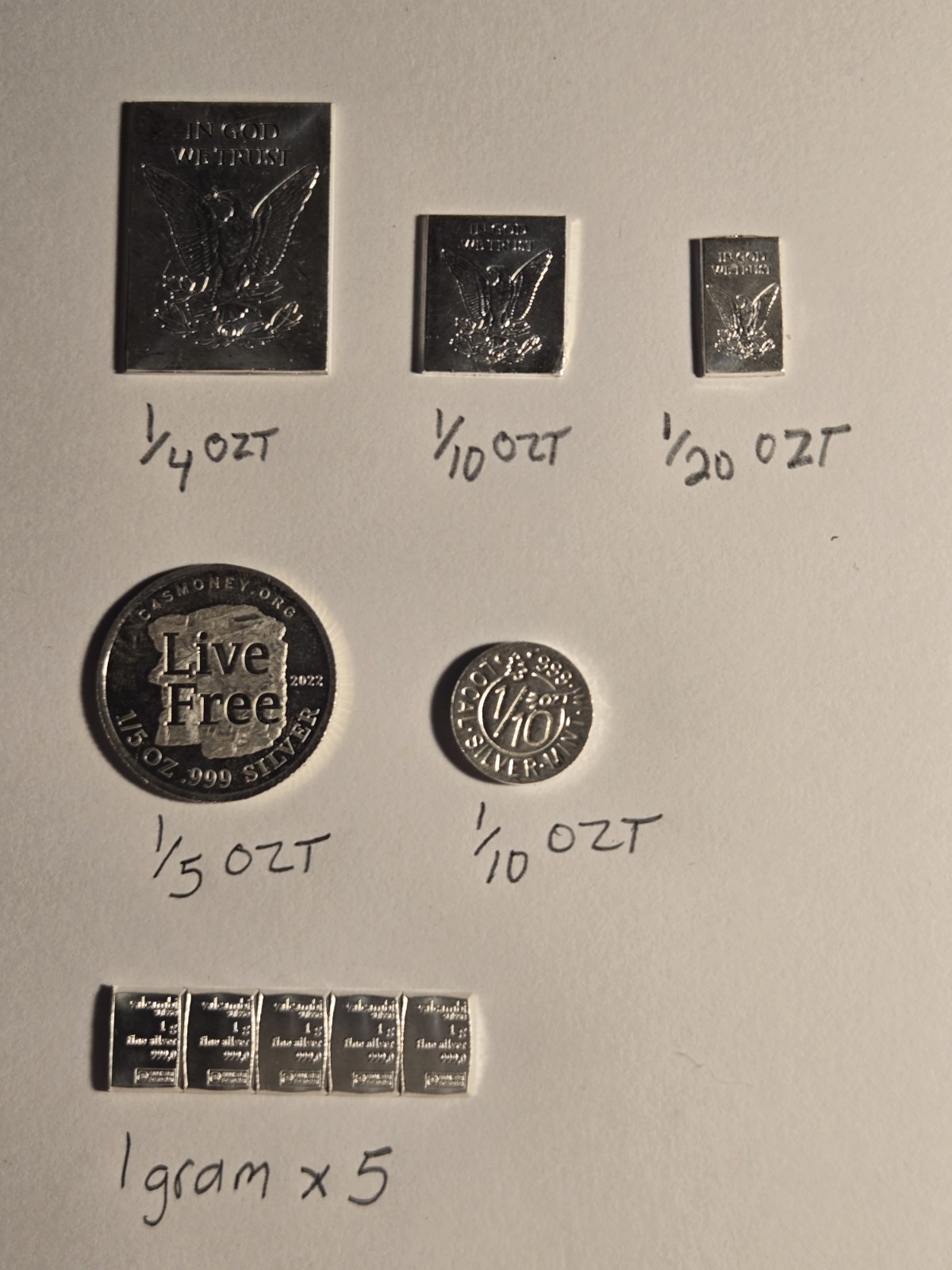 Nice Lot Of Fractional .999 Pure Silver