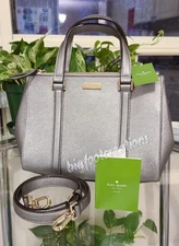 BNWT Kate Spade Newbury Lane Loden Crossbody Silver Saffiano Purse Handbag Bag 