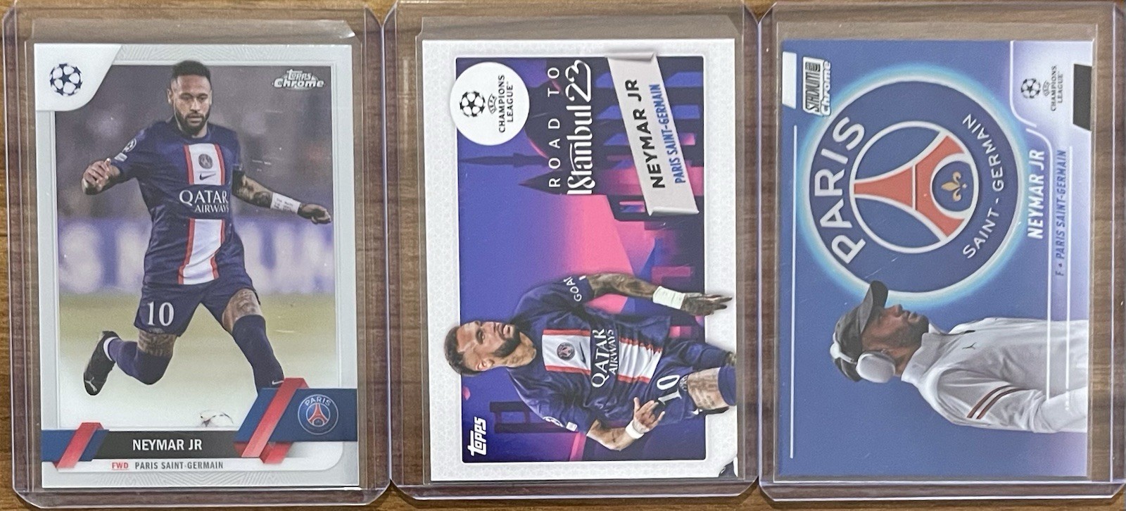 Neymar Jr. 3 Card Lot Topps Chrome|Stadium Club Chrome PSG