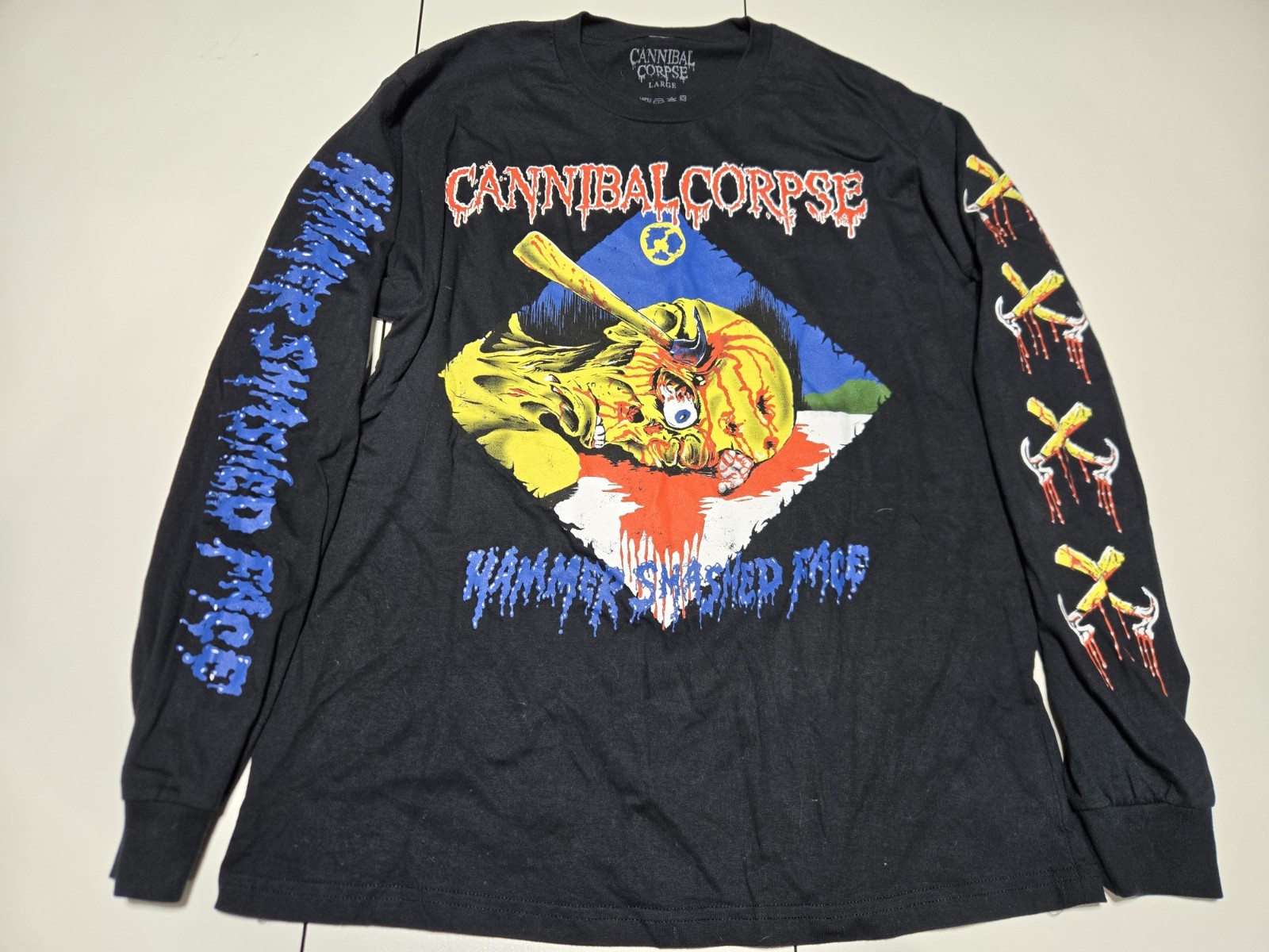 Cannibal Corpse Hammer Smashed Face T-Shirt Black Death Metal Long Sleeve NWOT
