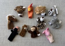 Lot Of 11 Plush Cloth Animal Finger Puppets Story Telling Pre-owned