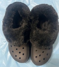 Crocs Furever Crush Black Fur Lined Clogs Shoes Womens 8/Mens 6