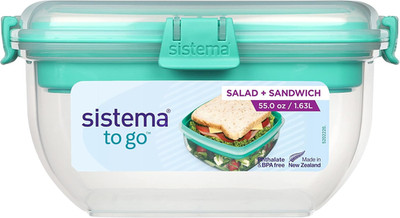 Salad + Sandwich Lunch Box to Go | 1.65 Litre  Storage Container with Compartmen