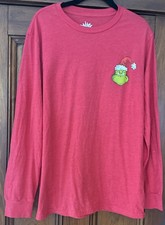 The Grinch Dr. Seuss Holiday Moods Adult Red Long Sleeve T-Shirt Large