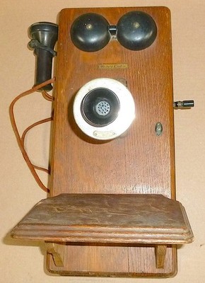 アンティーク　電話機　Western Electric 1921年　アメリカ ANTIQUE WESTERN ELECTRIC 353W OAK HAND CRANK MAGNETO WALL MOUNT
