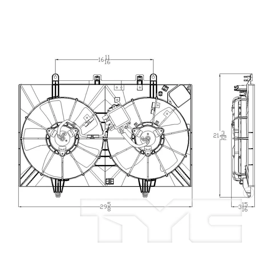 Conjunto de ventilador condensador y radiador doble TYC 621870 para 06-10 Infiniti M35 M45 Foto 4 de 4