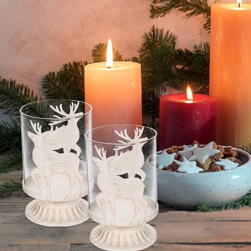 2 Pcs Hirschschmuck Für Weihnachten Rentier Teelichthalter Kerzenhalter - Bild 2 von 12