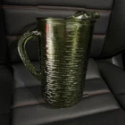 Vtg Anchor Hocking Soreno Avocado Green 67oz Ice Lip Pitcher Textured Brick/Bark