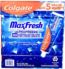 Colgate MaxFresh Toothpaste with MiniBreathStrips Cool Mint 5 x 7.3 Oz