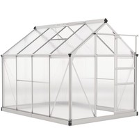 Outsunny 6x8ft Walk-In Polycarbonate Greenhouse Plant Grow Galvanised Aluminium