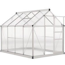 Outsunny 6x8ft Walk-In Polycarbonate Greenhouse Plant Grow Galvanised Aluminium