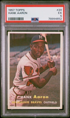 HANK AARON 1957 TOPPS PSA 5 ! *NEW SLAB ! *DEAD CENTERED ! *STAINLESS REVERSE !