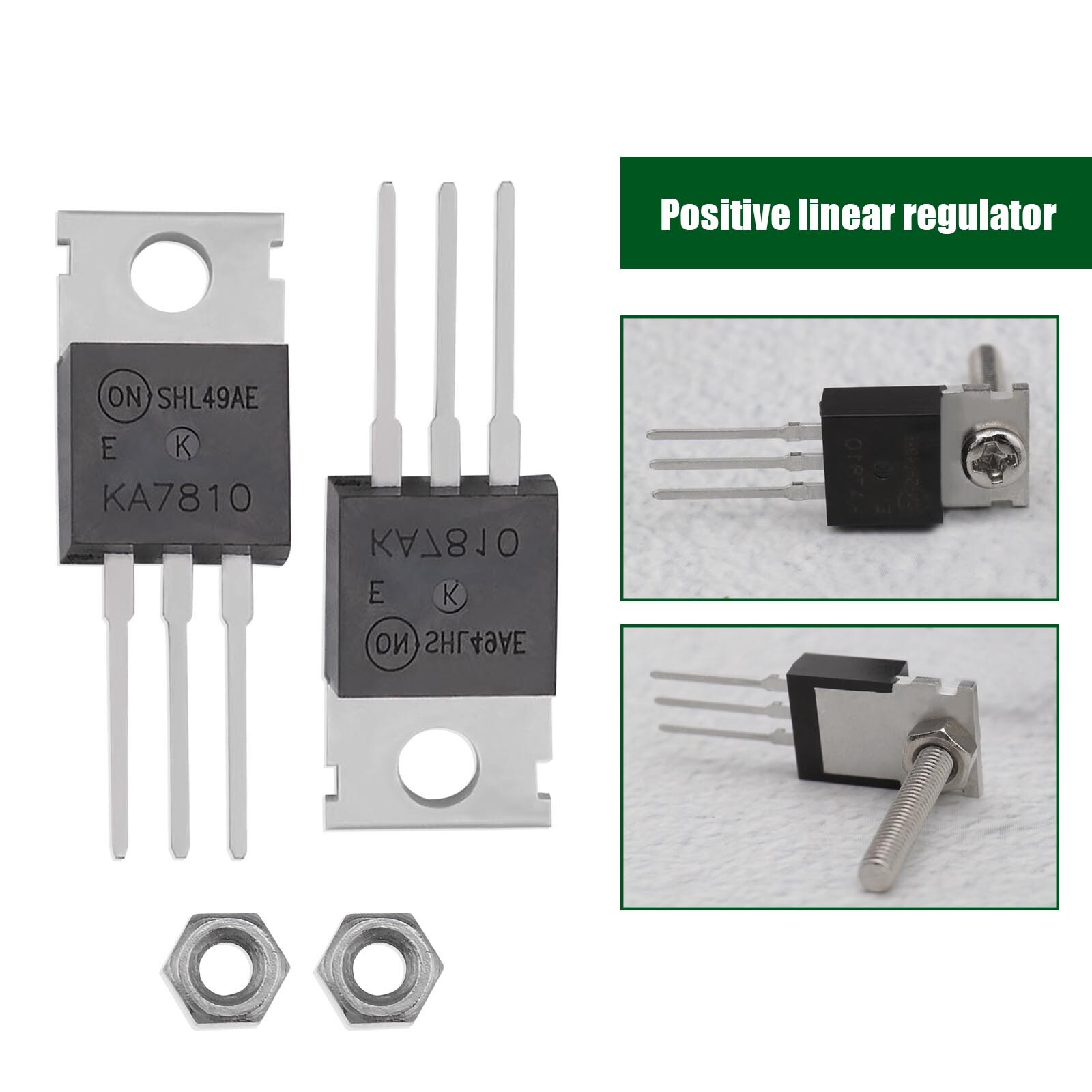 2x Ka7810 10v Positive Linear Regulators With Screw Nut Repair 