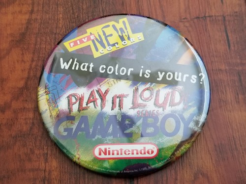 Vintage 1995 Nintendo Game Boy "Play It Loud!" Promotional Button Pin