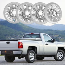 Set Of 4 17" Silver Wheel Skins Center Hub Caps For 2005-2014 Chevrolet/gmc