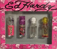 Ed Hardy Skulls & Roses Villain Hearts Daggers Edp Spray Women Gift Set 7.5ml