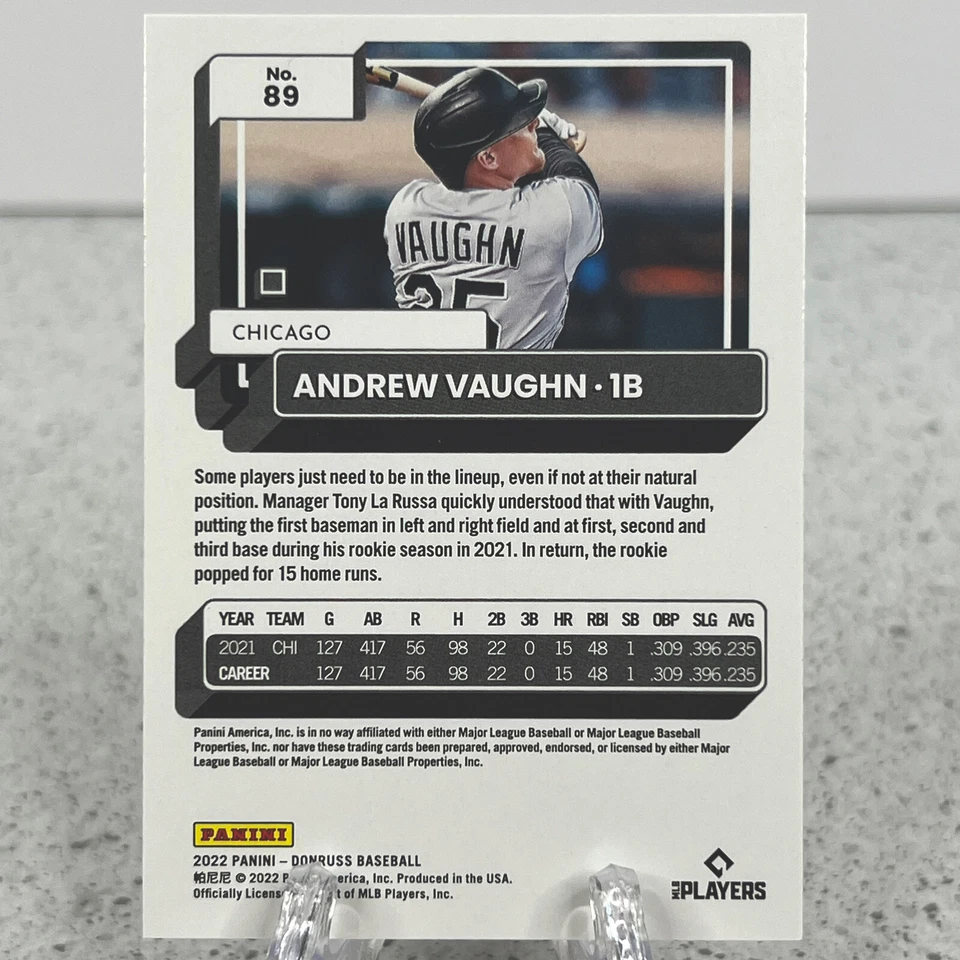 Andrew Vaughn #89 2022 Donruss Orange Holo White Sox - Image 2 of 2