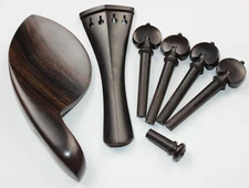 1set Brand new natural ebony 4/4 violin parts peg tailpiece chinrest endpin