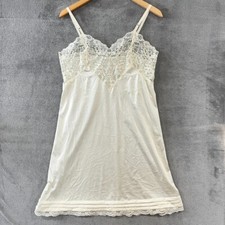 Vintage Lace Bust Babydoll Slip Dress Ivory Lingerie Womens Size L 