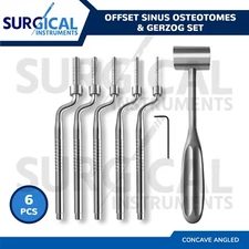 OFFSET Sinus Osteotomes W/Gerzog Mallet Dental Implant Instruments German Grade