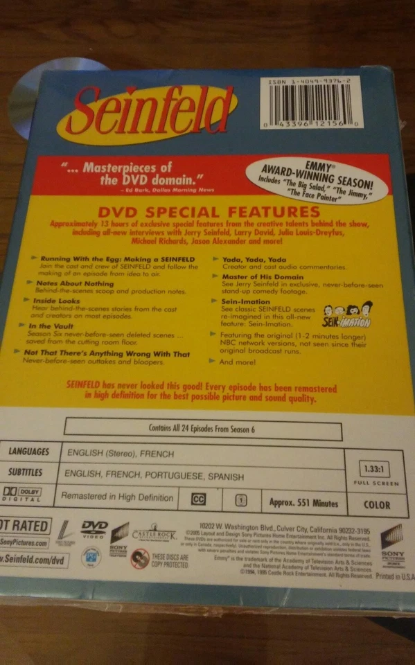 Seinfeld Season 6 DVD Set Unopen Sealed - Image 3 of 3