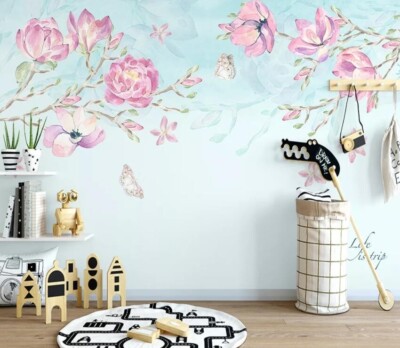 3D Pink Branch ZHUA7385 Wallpaper Wall Murals Removable Self-adhesive Ann 24
