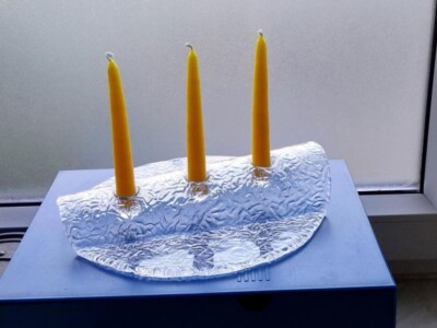 Kerzenständer Eisglas MUURLA Finland 70er Jahre