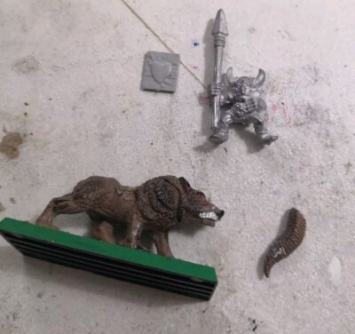 Warhammer Marauder Goblin Wolf Rider With Spear Metal Plastic Classic OOP