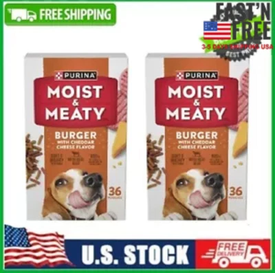 BRANDED 2PACK Purina Moist and Meaty Burger With Cheese Flavor Dry Soft Dog Food Pouche