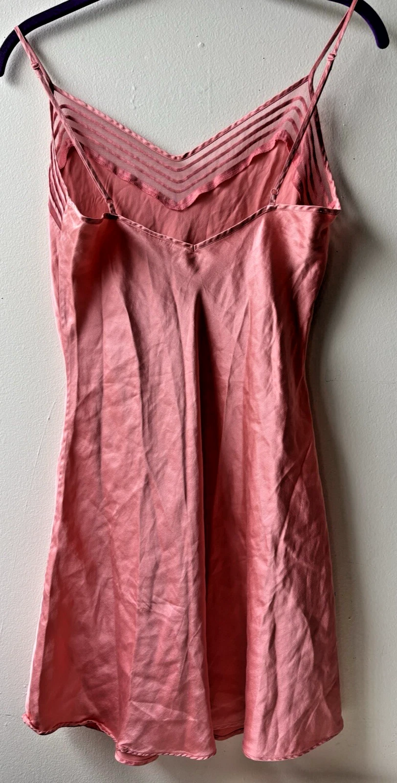 UNDERCOVER Victoria's Secret 100% seta blush rosa taglia M abito slip camicia da notte pizzo CE