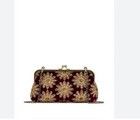 Patricia Nash Potenaz frame velvet and leather clutch crossbody wallet bag