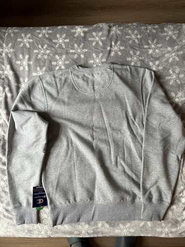 🔥 CHAMPION Men’s Small Powerblend Fleece Crew Neck Sweatshirt | Oxford Grey - Picture 2 of 5