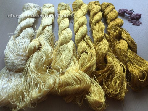 6bundles 100%natural mulberry silk,hand-dyed embroidery yellow silk floss/thread - Picture 9 of 12