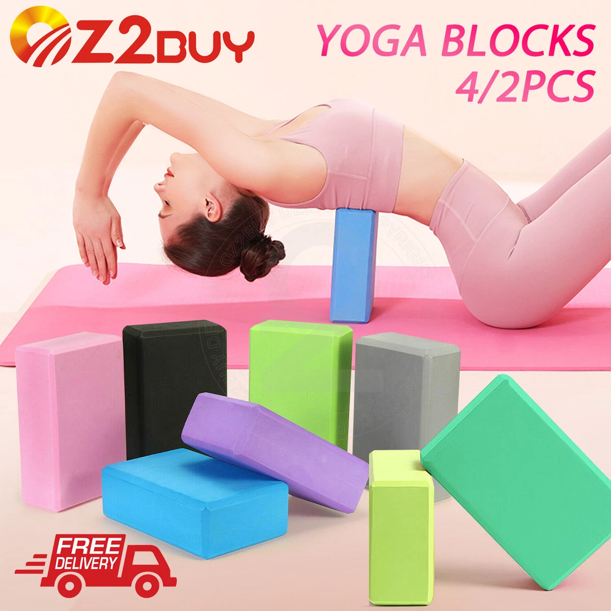 2/4PCS Yoga Blocks Brick EVA Foaming Non-Slip Home Exercise Pilates  Meditation