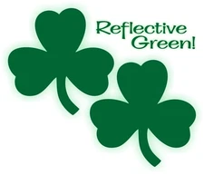 2 pack- 2 inch REFLECTIVE GREEN Vinyl SHAMROCK Stickers Decals Bumper Laptop