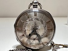 ANTIQUE RARE BEAUTIFUL UNBRANDED SILVER MEN'S ENGLAND FUSSE VERGE POCKET WATCH
