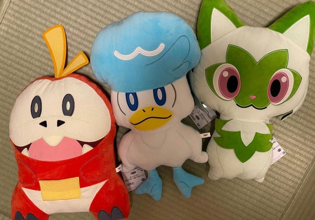 Pokemon Super Big Fuecoco Sprigatito Quaxly Set of 3 Plush Cushion