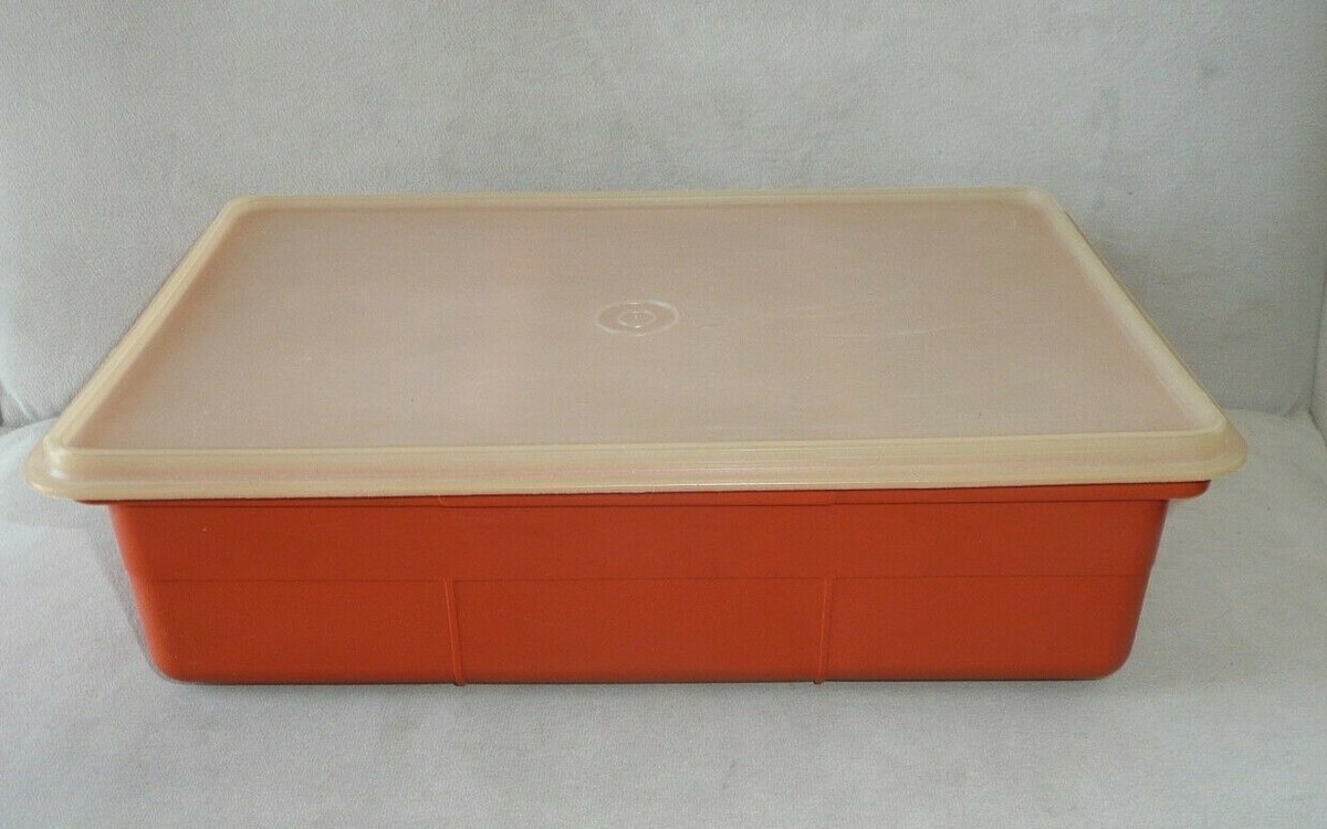 Vintage Tupperware Tuppercraft Organizer w/ Lid 1421-6 Burnt